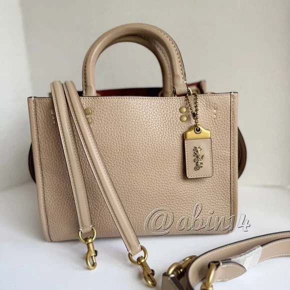 Exclusive Coach Rogue 25 Leather Top Handle Satchel Handbag in Color Taupe - Picture 1 of 16